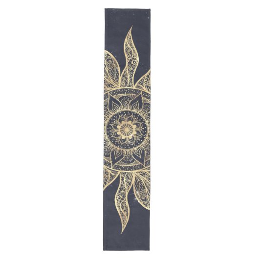 Elegant Gold Sun Mandala Blue Nebula Design Medium Tafelloper (Voorkant)