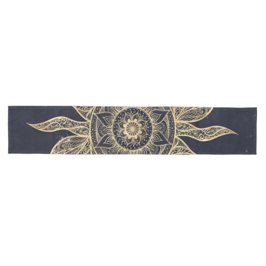 Elegant Gold Sun Mandala Blue Nebula Design Medium Tafelloper (Horizontaal)