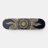 Elegant Gold Sun Mandala Blue Nebula Design Persoonlijk Skateboard (Horizontaal)