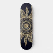 Elegant Gold Sun Mandala Blue Nebula Design Persoonlijk Skateboard (Voorkant)
