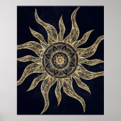 Elegant Gold Sun Mandala Blue Nebula Design Poster (Voorkant)