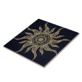Elegant Gold Sun Mandala Blue Nebula Design Tegeltje (Zijkant)