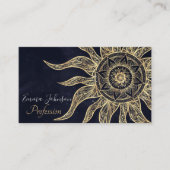 Elegant Gold Sun Mandala Blue Nebula Design Visitekaartje (Voorkant)