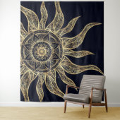 Elegant Gold Sun Mandala Blue Nebula Design Wandkleed (In situ)