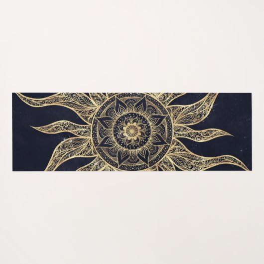 Elegant Gold Sun Mandala Blue Nebula Design Yogamat (Achterkant (horizontaal))