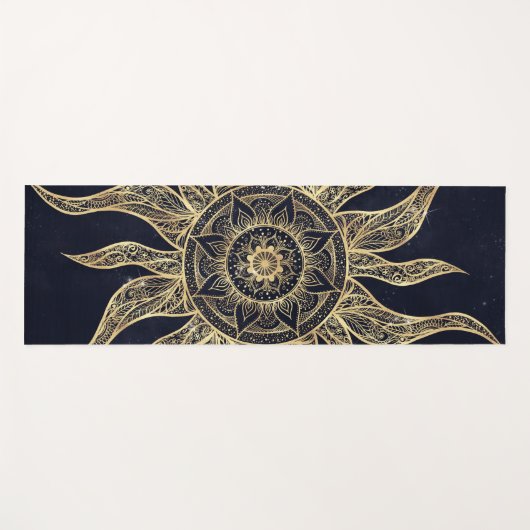 Elegant Gold Sun Mandala Blue Nebula Design Yogamat (Voorkant (horizontaal))