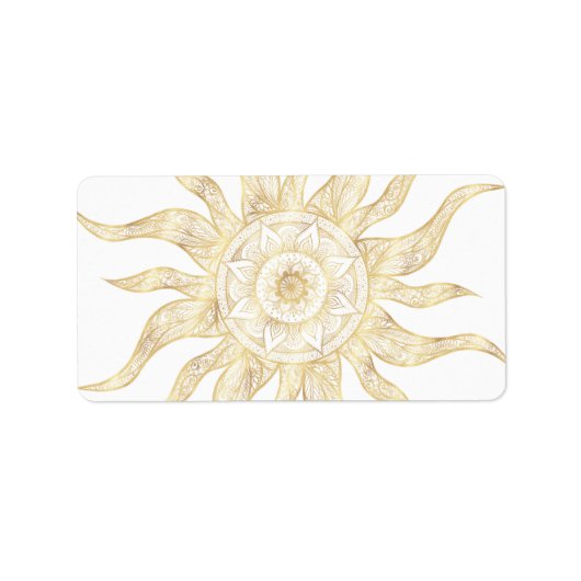 Elegant Gold Sun Mandala Design Etiket (Voorkant)