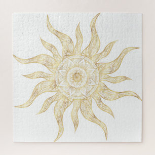 Elegant Gold Sun Mandala Design Legpuzzel