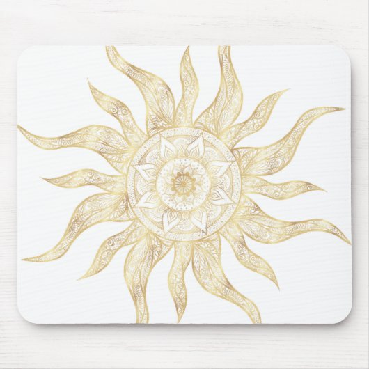 Elegant Gold Sun Mandala Design Muismat (Voorkant)