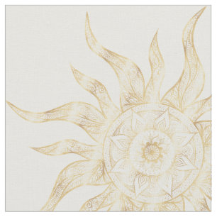 Elegant Gold Sun Mandala Design Stof
