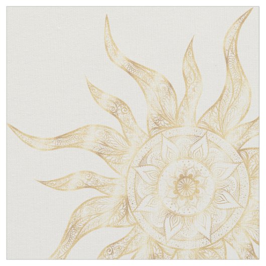 Elegant Gold Sun Mandala Design Stof (Close Up)