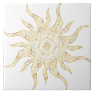 Elegant Gold Sun Mandala Design Tegeltje