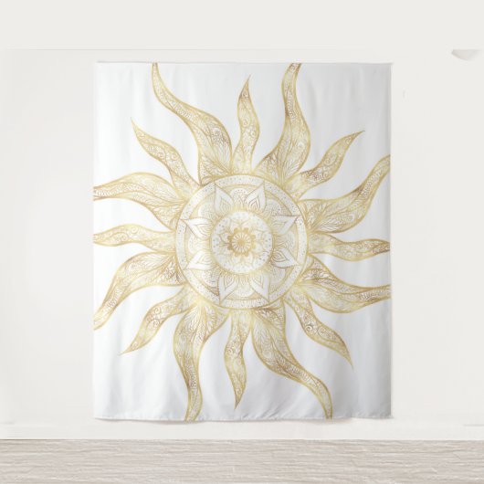 Elegant Gold Sun Mandala Design Wandkleed (Voorkant)