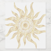 Elegant Gold Sun Mandala Design Wijn Etiket (Enkel label)