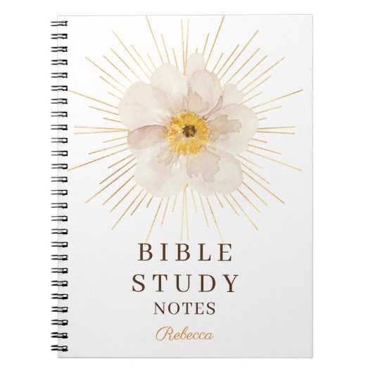 Elegant Gold Sunburst Personalized Bible Study Notitieboek (Voorkant)