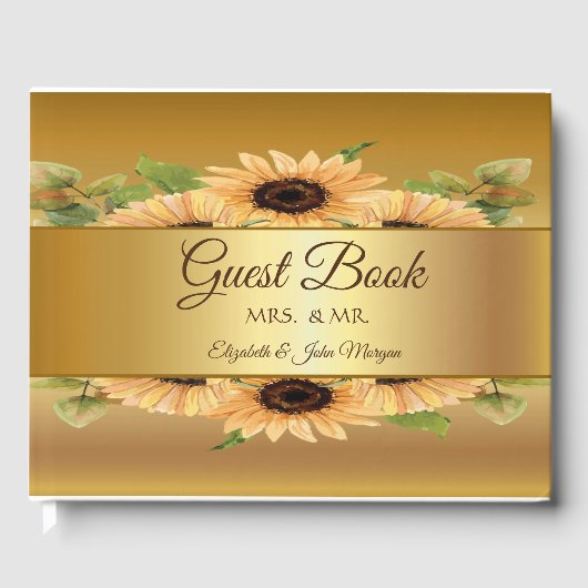 Elegant Gold Sunflower Weddenschap Gastenboek (Voorkant)