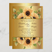 Elegant Gold Sunflower Weddenschap Kaart (Voorkant / Achterkant)