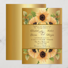 Elegant Gold Sunflower Weddenschap Kaart