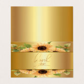 Elegant Gold SunflowerDank u Kaart Visitekaartje (Buitenkant ongevouwen)