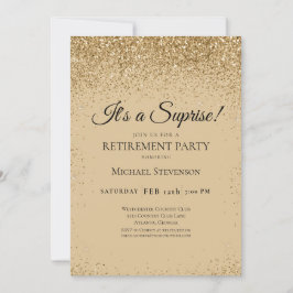 Elegant Gold Surprise Retirement Party Kaart