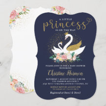 Elegant Gold Swan Princess Pink Floral Baby shower