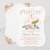 Elegant Gold Swan Princess Pink Floral Baby shower Kaart (Voorkant / Achterkant)