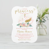 Elegant Gold Swan Princess Pink Floral Baby shower Kaart (Staand voorkant)