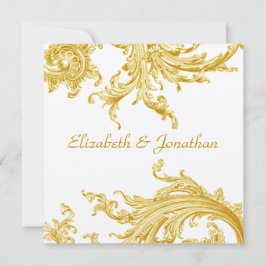 Elegant Gold Sweep Wedding Invitation Kaart
