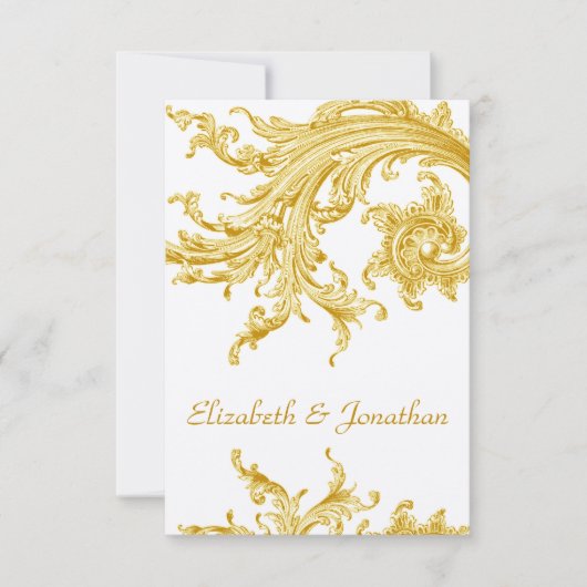 Elegant Gold Sweep Wedding Invitation RSVP (Voorkant)