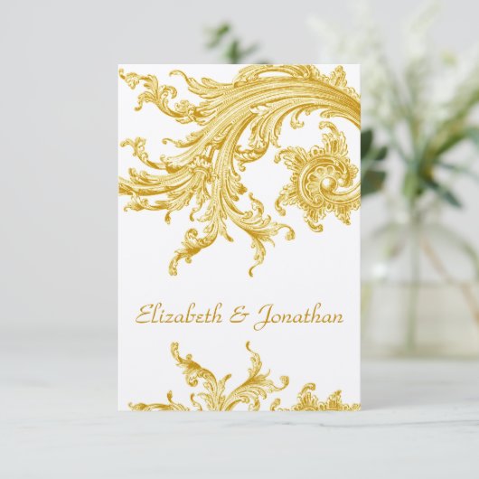 Elegant Gold Sweep Wedding Invitation RSVP (Staand voorkant)
