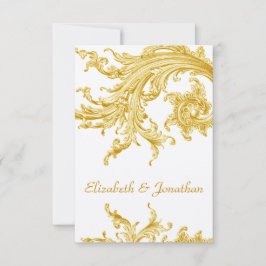 Elegant Gold Sweep Wedding Invitation RSVP Kaartje