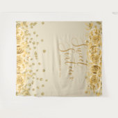 Elegant Gold Sweet 16 Glitter Confetti Floral Wandkleed (Voorkant (horizontaal))