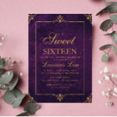 Elegant Gold Sweet Sixteen 16 Paarse Verjaardag Kaart