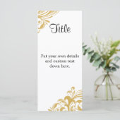 Elegant Gold Swirl 4-inch X 9-inch Kaart met detai (Staand voorkant)