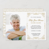 Elegant Gold Swirl - begrafenisuitnodiging | Kleur Kaart (Voorkant / Achterkant)