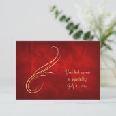 Elegant Gold Swirl Bright Red Wedding RSVP Kaartje (Staand voorkant)
