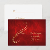 Elegant Gold Swirl Bright Red Wedding RSVP Kaartje (Voorkant / Achterkant)