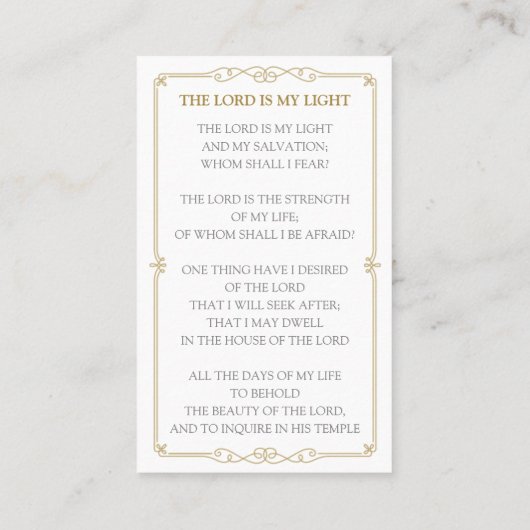 Elegant Gold Swirl Funeral Prayer Card | Colo bewe Visitekaartje (Achterkant)