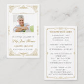 Elegant Gold Swirl Funeral Prayer Card | Colo bewe Visitekaartje (Voorkant / Achterkant)