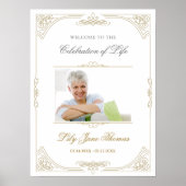 Elegant Gold Swirl Funeral Welcome Sign - 18 x 24 Poster (Voorkant)