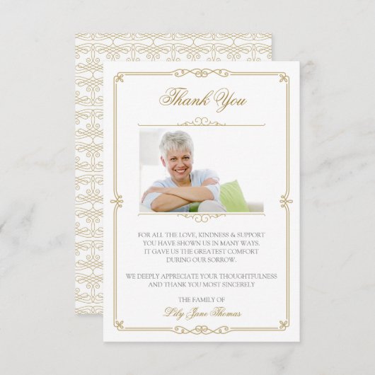 Elegant Gold Swirl Hartelijk dank. | Kleur bewerke Bedankkaart (Voorkant / Achterkant)