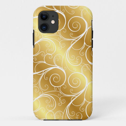Elegant Gold Swirl iPhone Case (Achterkant)
