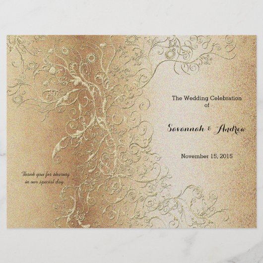 Elegant Gold Swirl met Black Font Wedding Program (Voorkant)