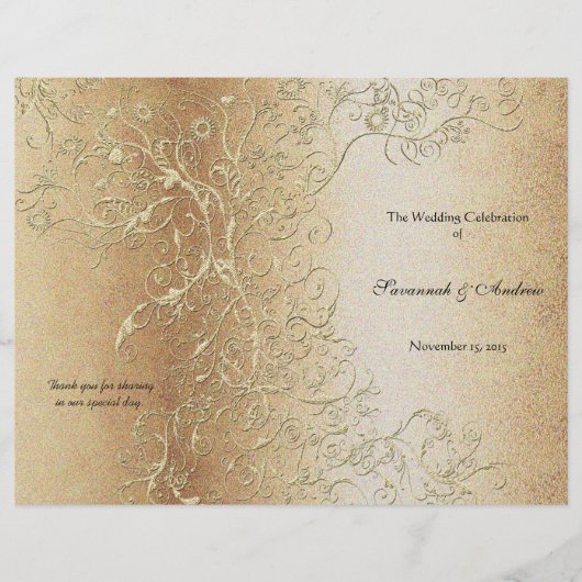 Elegant Gold Swirl met Black Font Wedding Program (Voorkant)