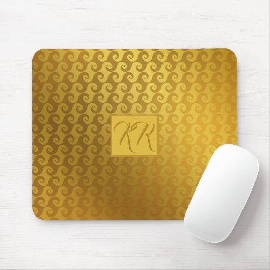 Elegant Gold Swirl Monogrammed Computer Muismat (Met muis)