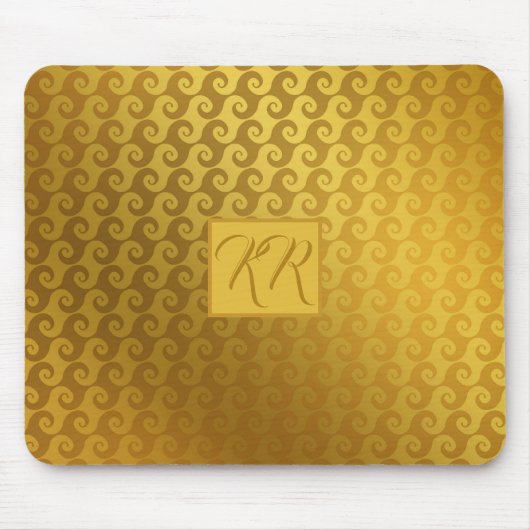 Elegant Gold Swirl Monogrammed Computer Muismat (Voorkant)