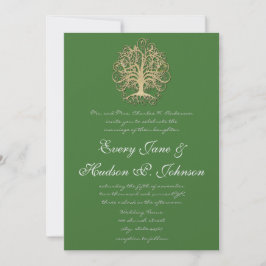 Elegant Gold Swirl Tree Roots of Love Wedding Kaart