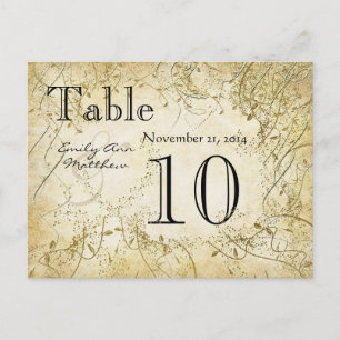 Elegant Gold Swirl Wedding Table Number Briefkaart