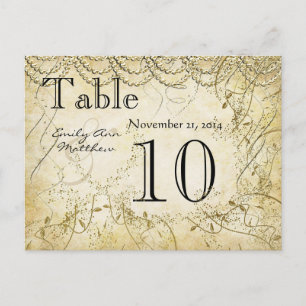 Elegant Gold Swirl Wedding Table Number Briefkaart