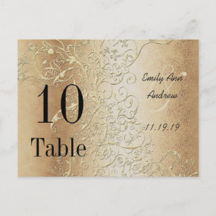 Elegant Gold Swirls Black Font Table Numbers Briefkaart